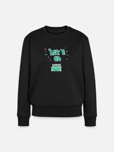 Lets go ! Reisen Koffer personalisierbar - Frauen Premium Bio Pullover - Schwarz