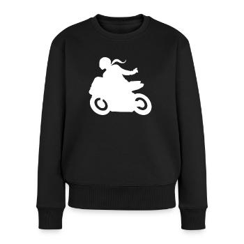 Moto Salutation Motocycliste DLZG Moto Femme - Pull Premium bio Femme - noir - Devant - Julia (174cm)