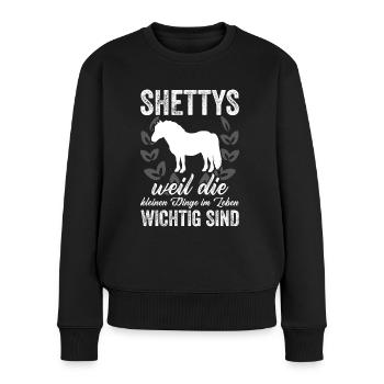 Shetlandpony Pferde Reiten Pony Geschenkidee - Frauen Premium Bio Pullover - Schwarz - Vorne - Julia (174cm)