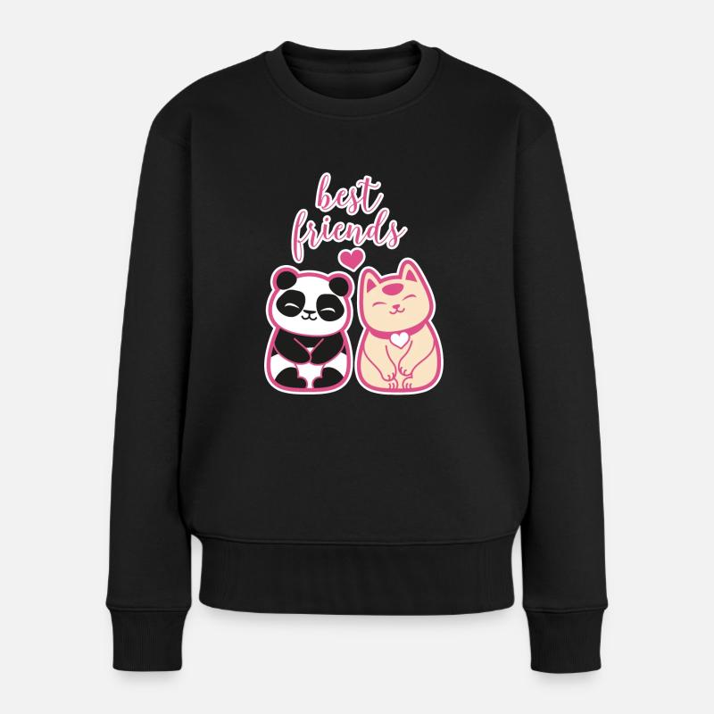 Neko Nakamura Freunde - Frauen Premium Bio Pullover - Schwarz