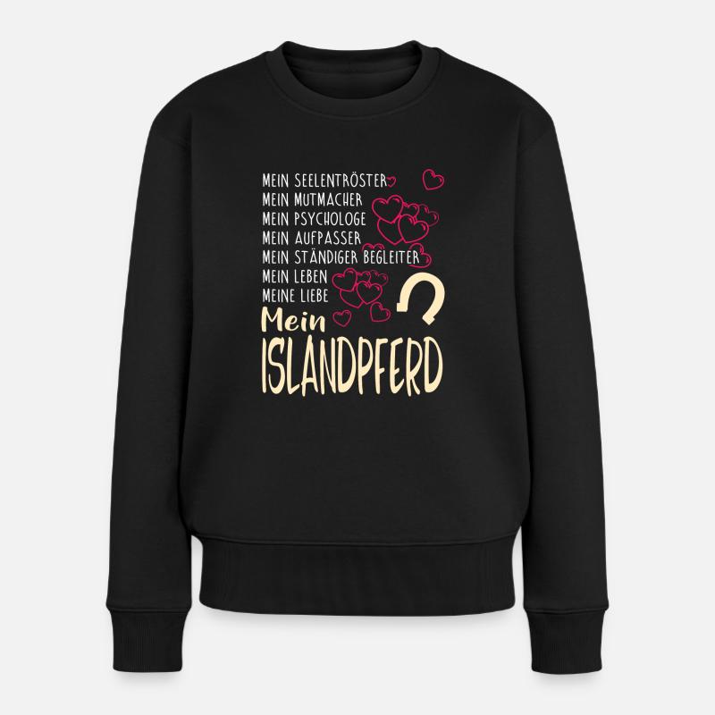 ISLANDPFERD - mein - Frauen Premium Bio Pullover - Schwarz