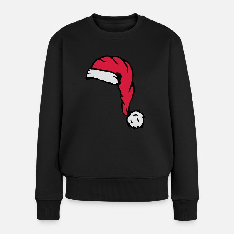 Nikolaus Weihnachtsmann Mütze - Frauen Premium Bio Pullover - Schwarz