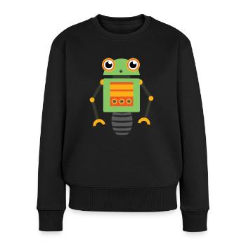 Roboter - Frauen Premium Bio Pullover - Schwarz - Vorne - Julia (174cm)