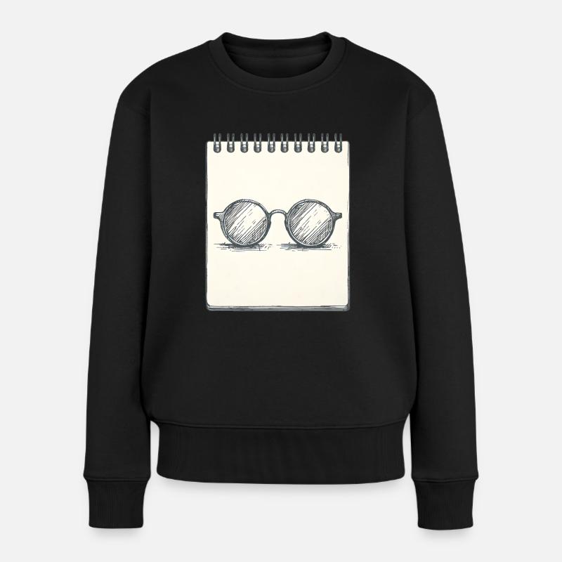 Zeichnung einer Brille - Frauen Premium Bio Pullover - Schwarz