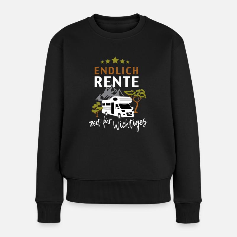 Endlich Rente Wohnmobil Camping Geschenk Shirt - Frauen Premium Bio Pullover - Schwarz