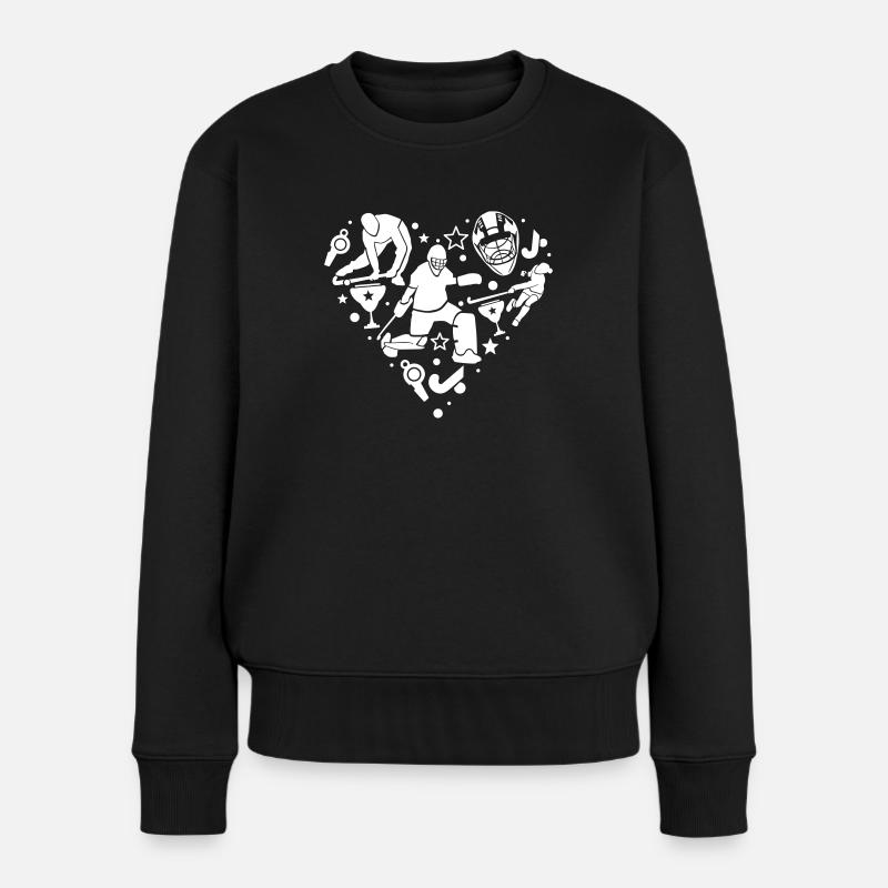 Collage Hockeyherz - Frauen Premium Bio Pullover - Schwarz