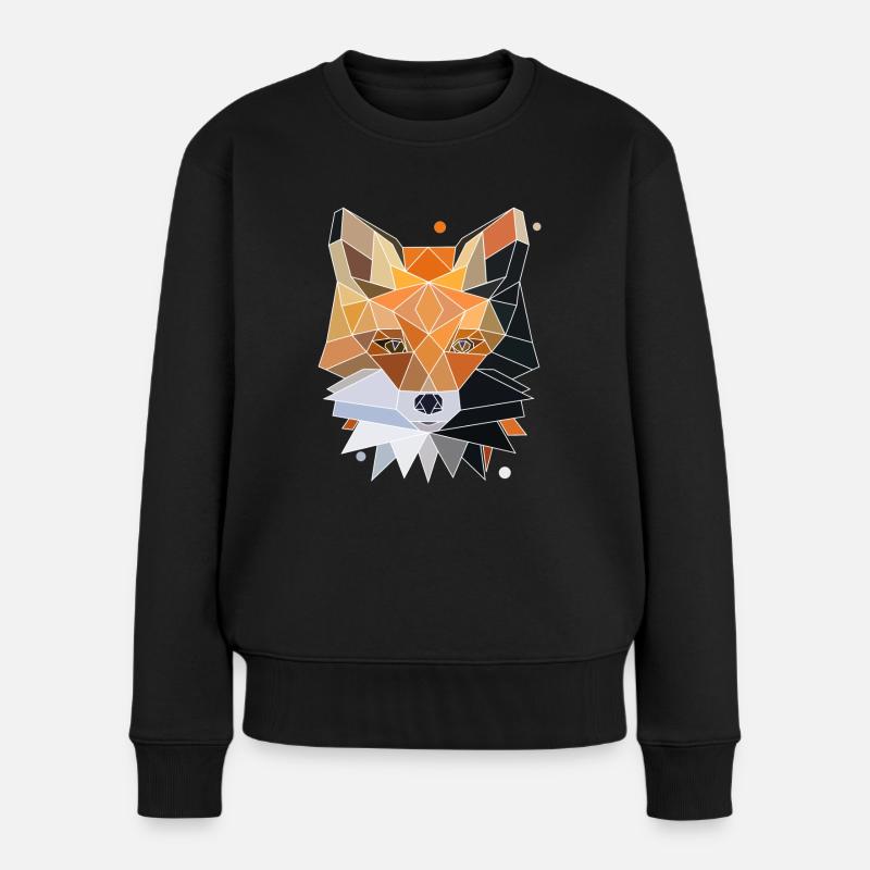 Fuchs Polygon Design - Frauen Premium Bio Pullover - Schwarz