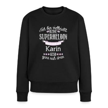 karin - Frauen Premium Bio Pullover - Schwarz - Vorne - Julia (174cm)