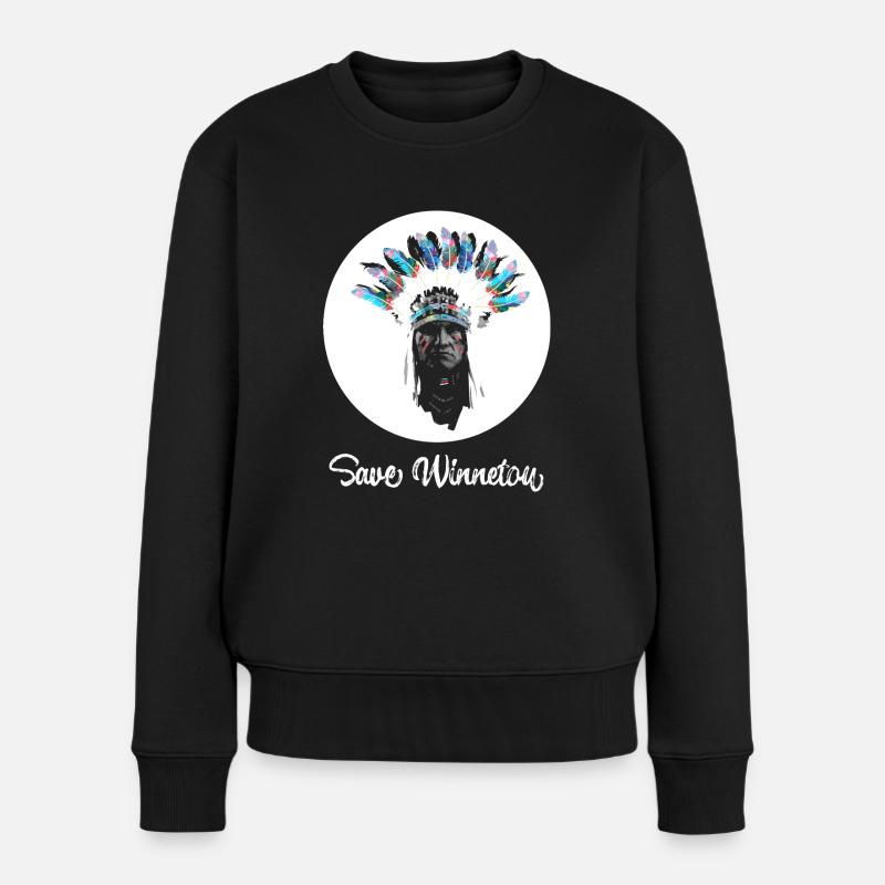 save winnetou,winnetou,indianer,graffiti,kreis, - Frauen Premium Bio Pullover - Schwarz
