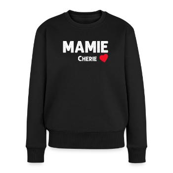 Ma Mamie chérie Je L'aime - Pull Premium bio Femme - noir - Devant - Julia (174cm)