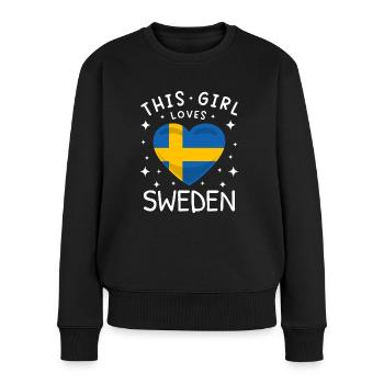 Schweden Flagge Skandinavien Schwedische Fahne - Frauen Premium Bio Pullover - Schwarz - Vorne - Julia (174cm)