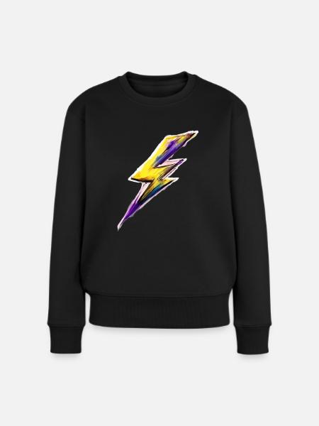 Stilisierter Blitz - Frauen Premium Bio Pullover - Schwarz