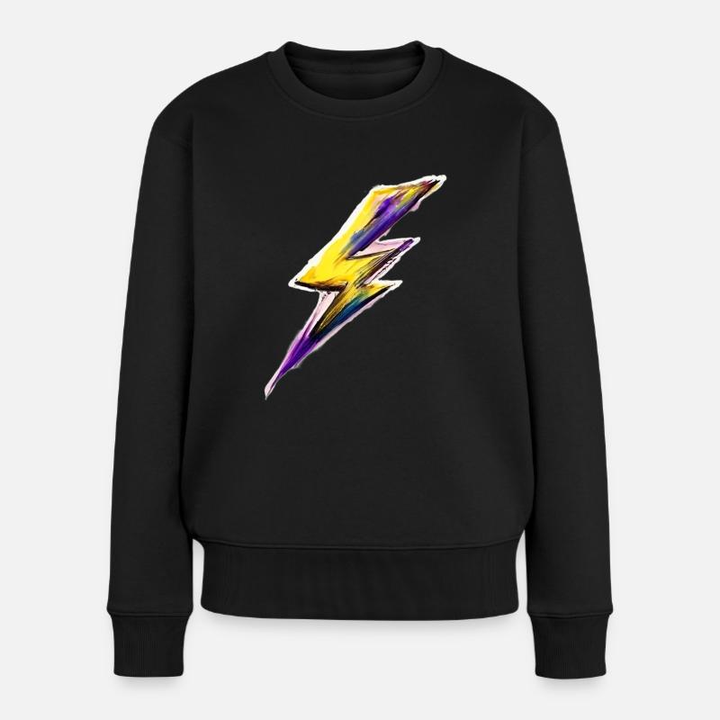 Éclair Flash Stylisé - Pull Premium bio Femme - noir