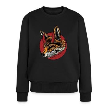 Fuchsdeiflswild - Frauen Premium Bio Pullover - Schwarz - Vorne - Julia (174cm)