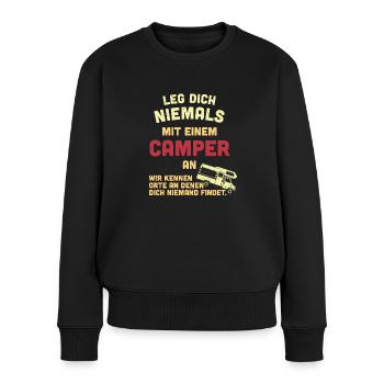 camper - Frauen Premium Bio Pullover - Schwarz - Vorne - Julia (174cm)