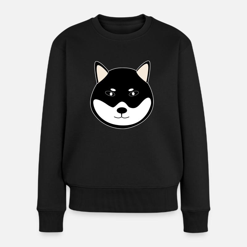 shiba inu black - Frauen Premium Bio Pullover - Schwarz
