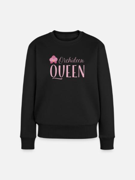 Orchideen Queen | Blumen Orchideen Königin - Frauen Premium Bio Pullover - Schwarz