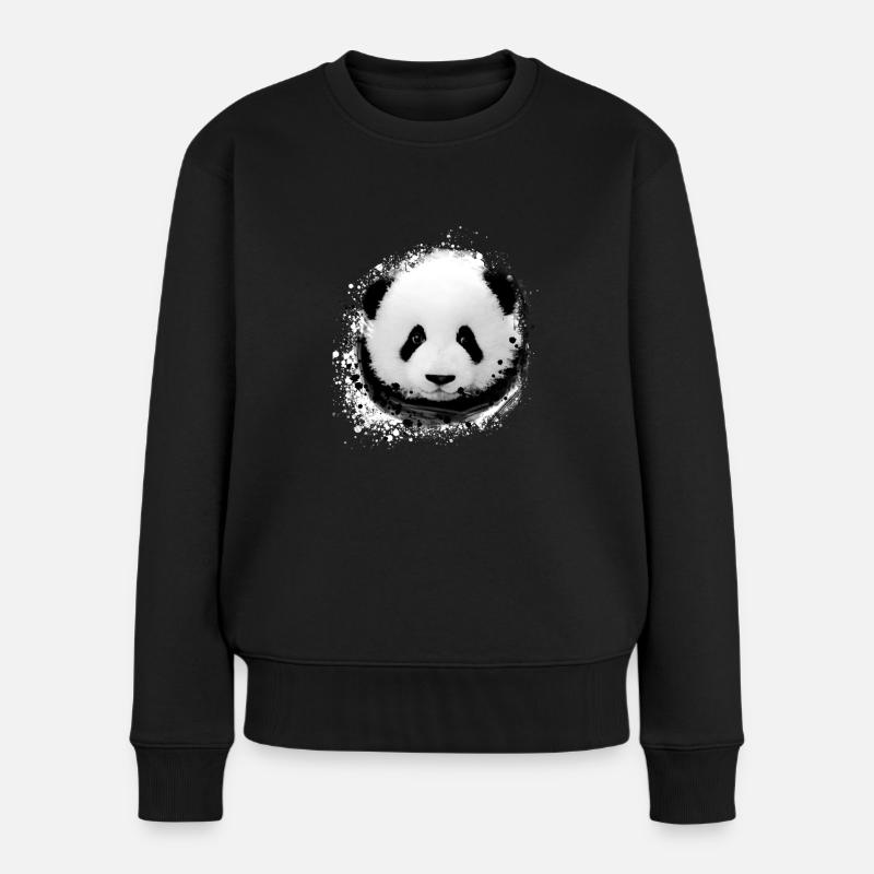 Panda,pandabär,bär, Graffiti, pandabababy - Frauen Premium Bio Pullover - Schwarz