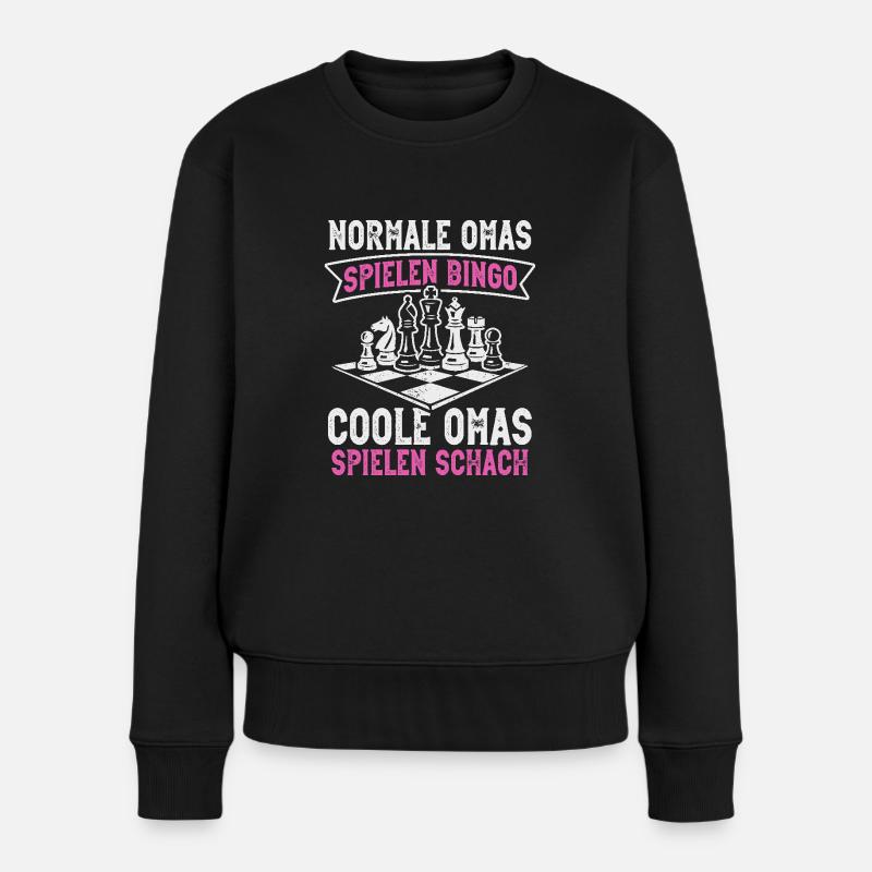 Schach Oma Schachspieler Schachbrett - Frauen Premium Bio Pullover - Schwarz