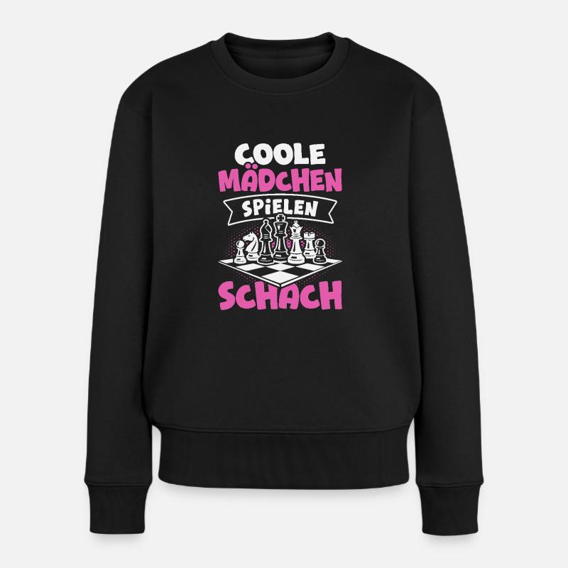 Schachspieler Coole Mädchen spielen Schach - Frauen Premium Bio Pullover - Schwarz