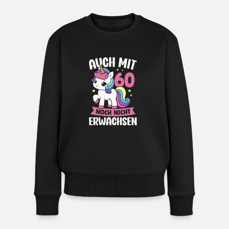 60. Geburtstag Einhorn 60 Jahre Geburtstagsparty - Frauen Premium Bio Pullover - Schwarz