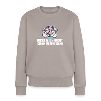 Juckt Mich Nicht Ich Bin Im Ruhestand Rente - Frauen Premium Bio Pullover - Taupe - Vorne - Julia (174cm)