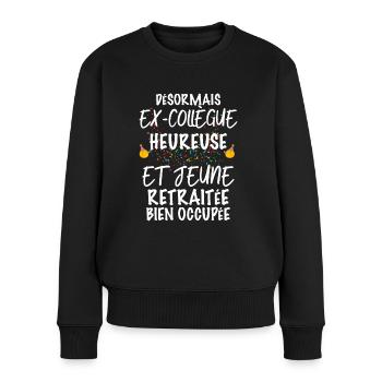 Collègue Cadeau Départ retraite Cadeau Femme - Pull Premium bio Femme - noir - Devant - Julia (174cm)
