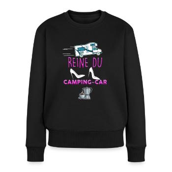 Camping-car Femme Reine Du Camping Cadeau - Pull Premium bio Femme - noir - Devant - Julia (174cm)