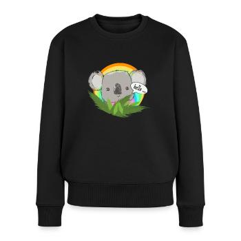 Koala im Regenbogenkreis - Frauen Premium Bio Pullover - Schwarz - Vorne - Julia (174cm)