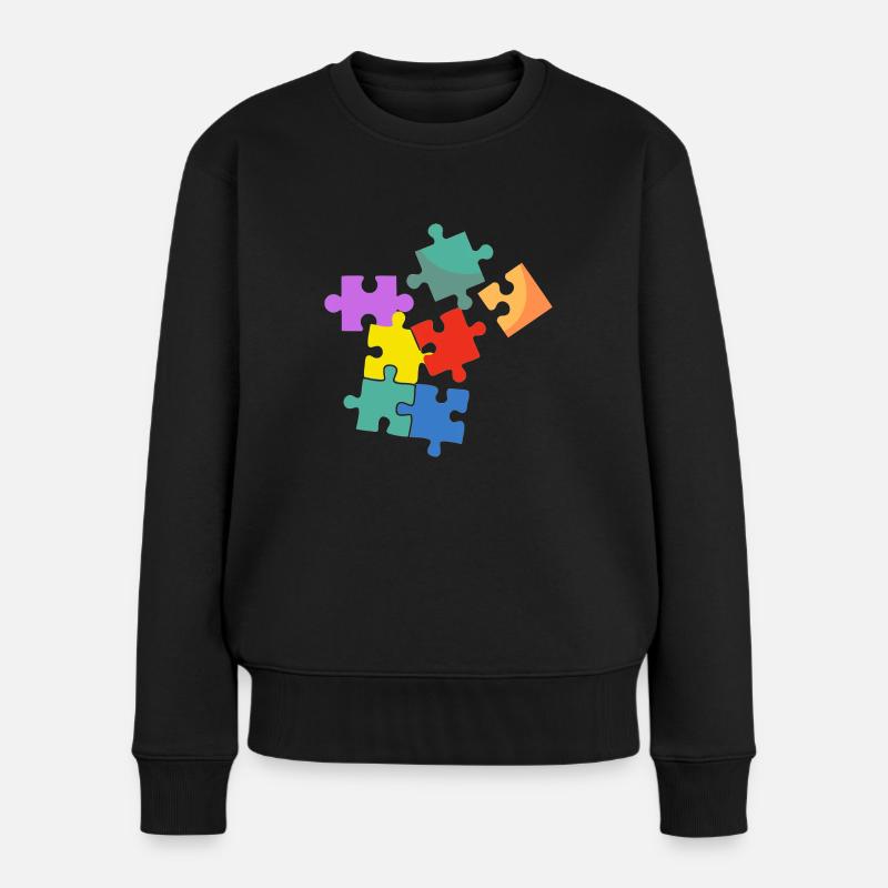 Farbpuzzle - Frauen Premium Bio Pullover - Schwarz