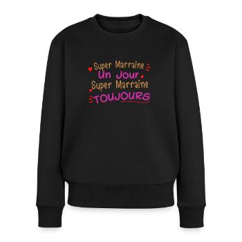 t-shirt super marraine toujours humoristique - Pull Premium bio Femme - noir - Devant - Julia (174cm)
