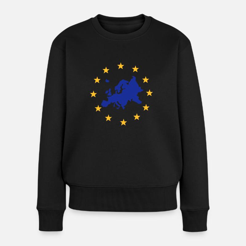 Europa EU - Frauen Premium Bio Pullover - Schwarz