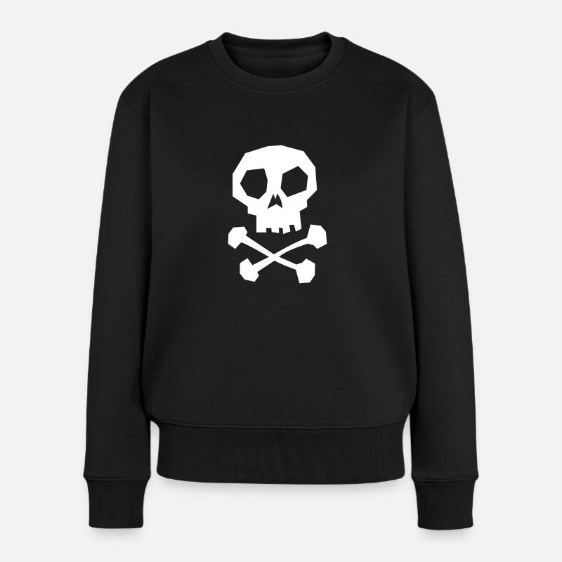 Totenkopf und gekreuzte Knochen - Frauen Premium Bio Pullover - Schwarz