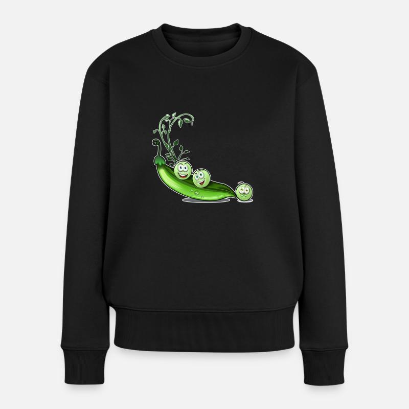 Erbsen Bohnen Humor - Frauen Premium Bio Pullover - Schwarz
