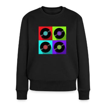 QuadColor Vinyl - Frauen Premium Bio Pullover - Schwarz - Vorne - Julia (174cm)