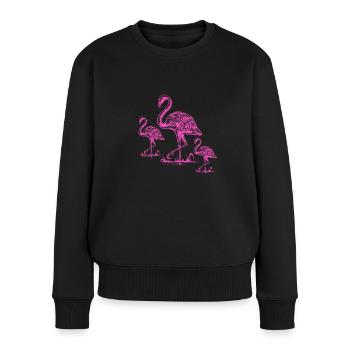 Pink Flamingo - Frauen Premium Bio Pullover - Schwarz - Vorne - Julia (174cm)