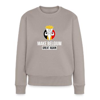 MAKE BELGIUM GREAT AGAIN - Pull Premium bio Femme - taupe - Devant - Julia (174cm)