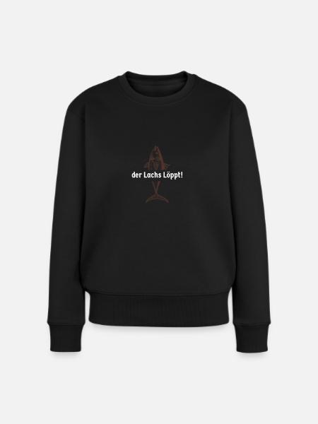 Der Lachs löppt! - Frauen Premium Bio Pullover - Schwarz