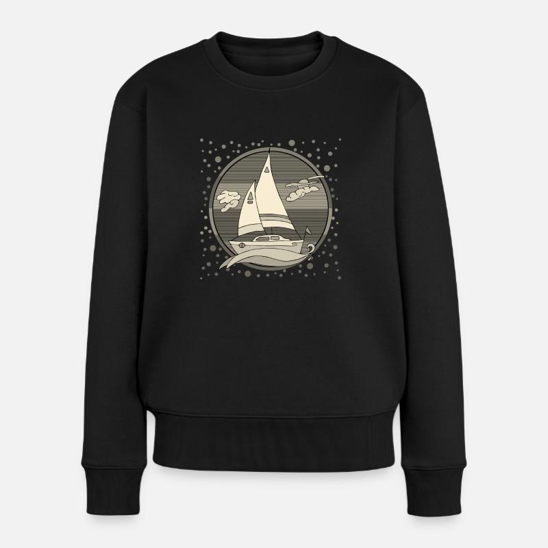 Segelboot - Frauen Premium Bio Pullover - Schwarz