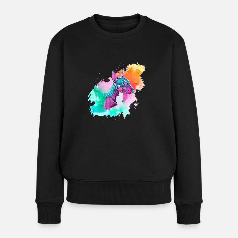Colorsplash Miniatur Bullterrier - Frauen Premium Bio Pullover - Schwarz
