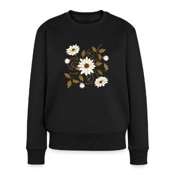 Fleurs - Pull Premium bio Femme - noir - Devant - Julia (174cm)