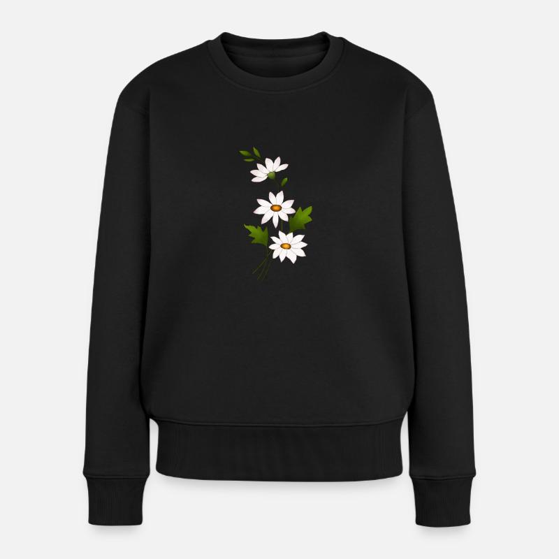Gänseblümchenblüten - Frauen Premium Bio Pullover - Schwarz
