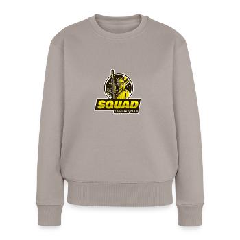 gaming logo with a shooter character - Women's Premium Organic Jumper - taupe - Front - Julia (174cm)