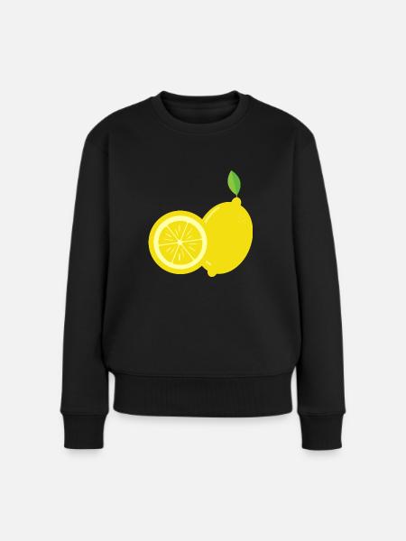Zitrone - Just a lemon - Frauen Premium Bio Pullover - Schwarz