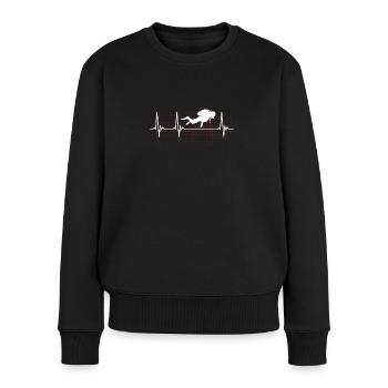 Scuba certification diver gift heartbeat heart line - Women's Premium Organic Jumper - black - Front - Julia (174cm)