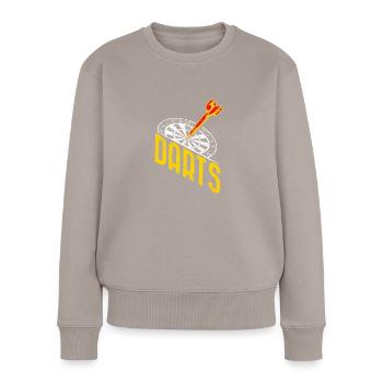 Cool darts shirt with dart board and darts - Women's Premium Organic Jumper - taupe - Front - Julia (174cm)