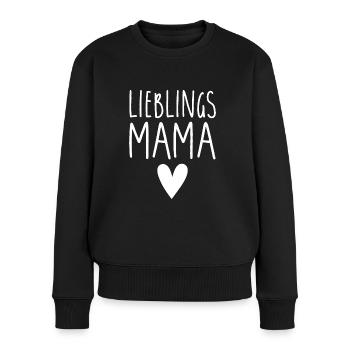 Lieblings Mama Herz - Frauen Premium Bio Pullover - Schwarz - Vorne - Julia (174cm)