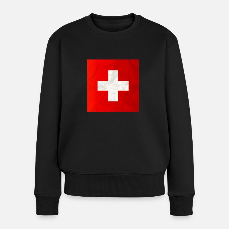 Schweizer Flagge - Frauen Premium Bio Pullover - Schwarz