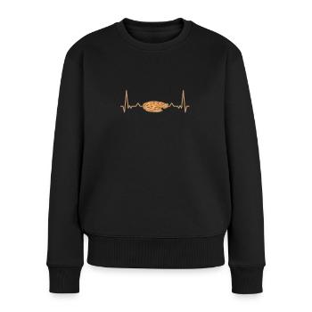 Pizza Party Herzschlag Pizzabäcker Pizzaliebhaber - Frauen Premium Bio Pullover - Schwarz - Vorne - Julia (174cm)
