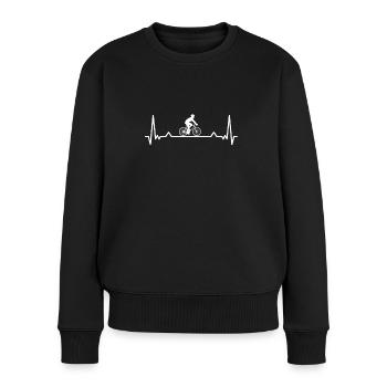 Bicycle Rider Heartbeat Biker Mountain Bike Ecg - Women's Premium Organic Jumper - black - Front - Julia (174cm)